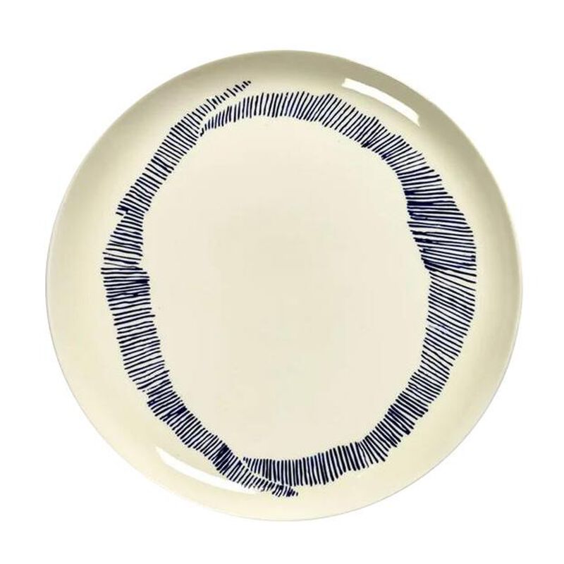 Ottolenghi Feast Plate L Sunny White Swirl Stripes Blue Set Of 2 image number 0